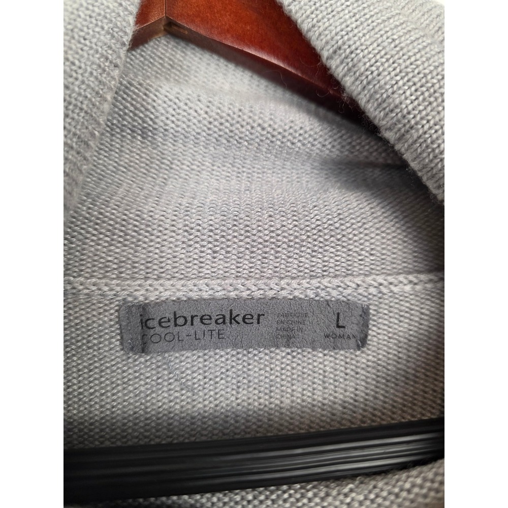 Icebreaker Cool-Lite Merino Wool Blend Funnel Neck Sweater Grey Womens Large - Picture 5 of 7